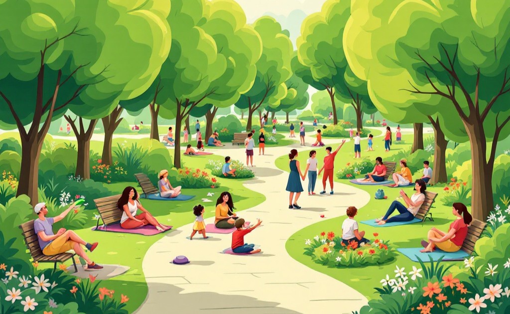 Visuel représentant des personnes s'amusant au sein d'un parc