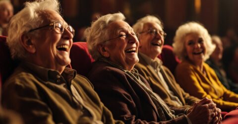 Image montrant des personnes âgées riant au théâtre