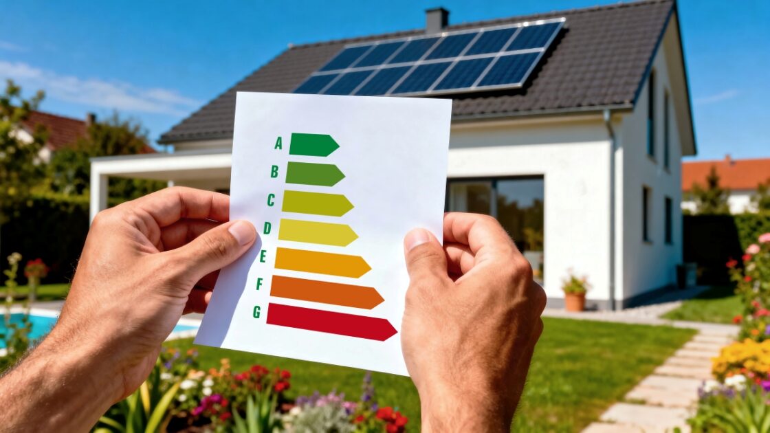 Image d'une habitation avec le score d'énergie